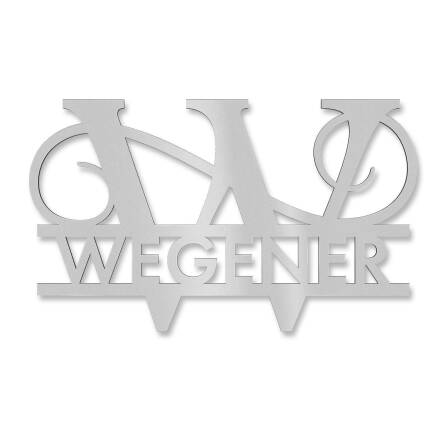 Personalisiertes Namensschild mit Monogramm in Graualuminium RAL 9007 18 x 27 cm keine Befestigung