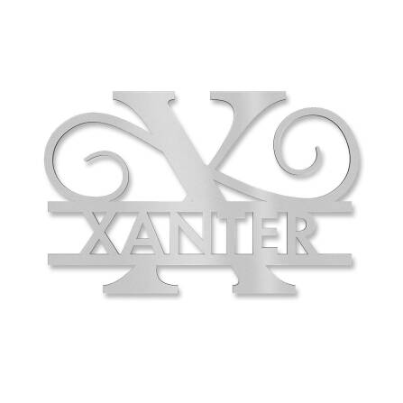 Personalisiertes Namensschild mit Monogramm in Graualuminium RAL 9007 18 x 27 cm keine Befestigung