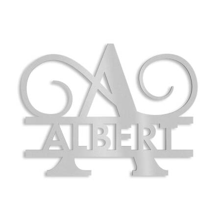 Personalisiertes Namensschild mit Monogramm in Graualuminium RAL 9007 18 x 27 cm keine Befestigung