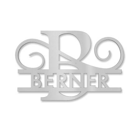 Personalisiertes Namensschild mit Monogramm in Graualuminium RAL 9007 18 x 27 cm keine Befestigung