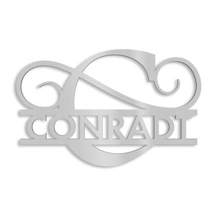 Personalisiertes Namensschild mit Monogramm in Graualuminium RAL 9007 18 x 27 cm keine Befestigung