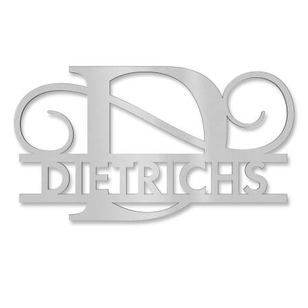 Personalisiertes Namensschild mit Monogramm in Graualuminium RAL 9007 18 x 27 cm keine Befestigung