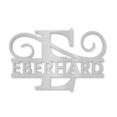 Personalisiertes Namensschild mit Monogramm in Graualuminium RAL 9007 18 x 27 cm keine Befestigung