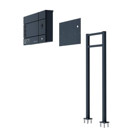 Metzler Adapterplatte RAL7016 Anthrazitgrau für VDM10 Videosprechanlage mit Briefkastenstandfuß