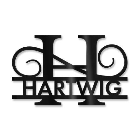 Personalisiertes Namensschild mit Monogramm in Tiefschwarz RAL 9005 18 x 27 cm keine Befestigung