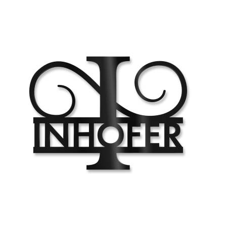 Personalisiertes Namensschild mit Monogramm in Tiefschwarz RAL 9005 18 x 27 cm keine Befestigung