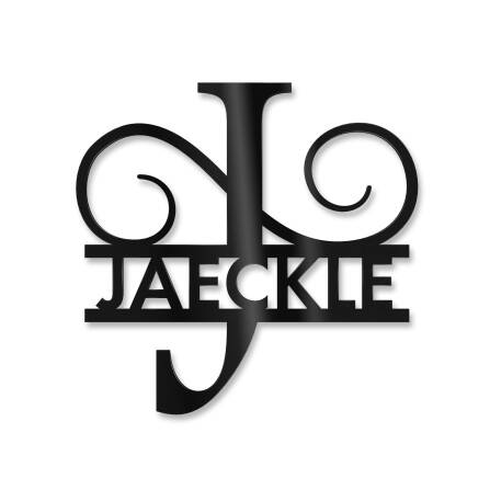 Personalisiertes Namensschild mit Monogramm in Tiefschwarz RAL 9005 18 x 27 cm keine Befestigung