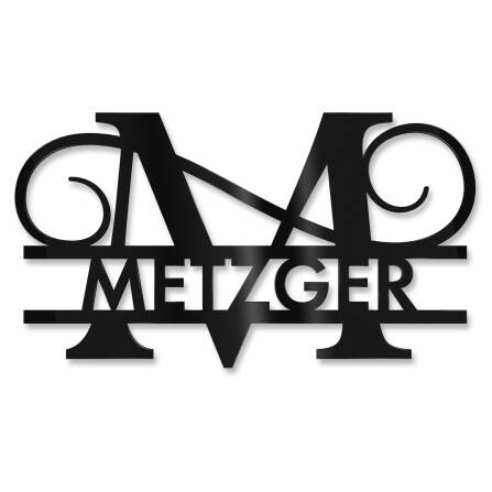 Personalisiertes Namensschild mit Monogramm in Tiefschwarz RAL 9005 18 x 27 cm keine Befestigung