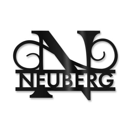 Personalisiertes Namensschild mit Monogramm in Tiefschwarz RAL 9005 18 x 27 cm keine Befestigung