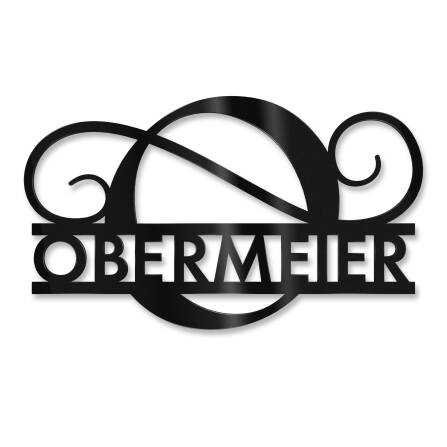 Personalisiertes Namensschild mit Monogramm in Tiefschwarz RAL 9005 18 x 27 cm keine Befestigung