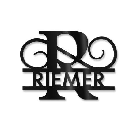 Personalisiertes Namensschild mit Monogramm in Tiefschwarz RAL 9005 18 x 27 cm keine Befestigung