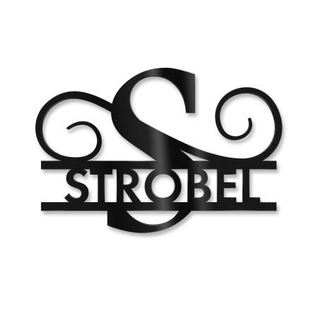 Personalisiertes Namensschild mit Monogramm in Tiefschwarz RAL 9005 18 x 27 cm keine Befestigung