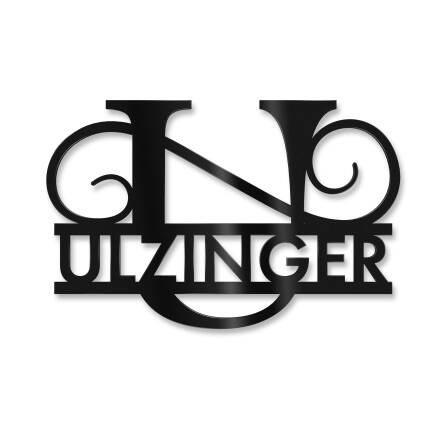 Personalisiertes Namensschild mit Monogramm in Tiefschwarz RAL 9005 18 x 27 cm keine Befestigung