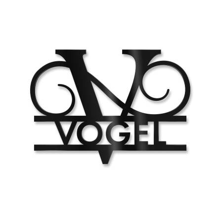 Personalisiertes Namensschild mit Monogramm in Tiefschwarz RAL 9005 18 x 27 cm keine Befestigung