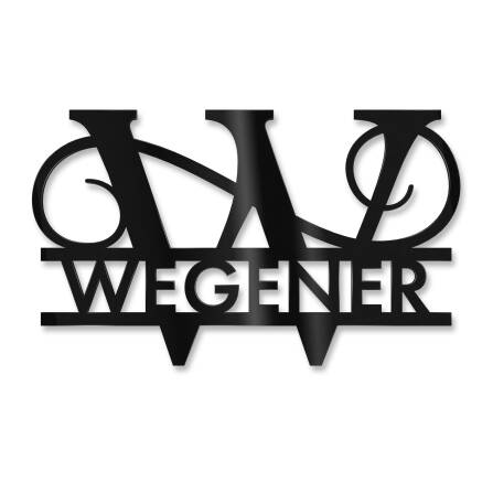 Personalisiertes Namensschild mit Monogramm in Tiefschwarz RAL 9005 18 x 27 cm keine Befestigung