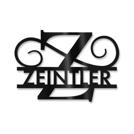 Personalisiertes Namensschild mit Monogramm in Tiefschwarz RAL 9005 18 x 27 cm keine Befestigung