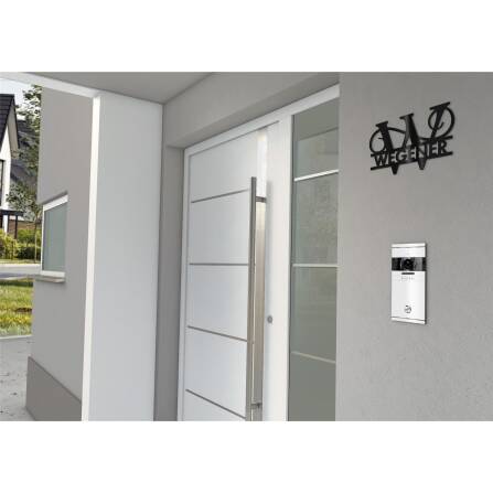 Personalisiertes Namensschild mit Monogramm in Tiefschwarz RAL 9005 18 x 27 cm keine Befestigung