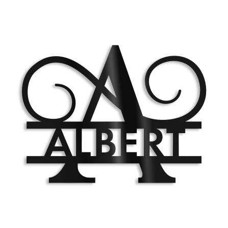 Personalisiertes Namensschild mit Monogramm in Tiefschwarz RAL 9005 18 x 27 cm keine Befestigung