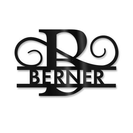 Personalisiertes Namensschild mit Monogramm in Tiefschwarz RAL 9005 18 x 27 cm keine Befestigung