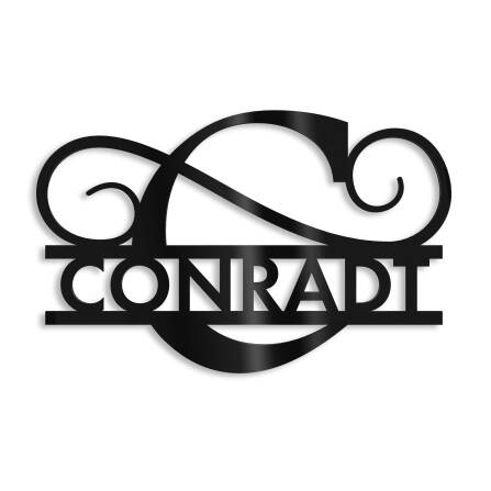 Personalisiertes Namensschild mit Monogramm in Tiefschwarz RAL 9005 18 x 27 cm keine Befestigung