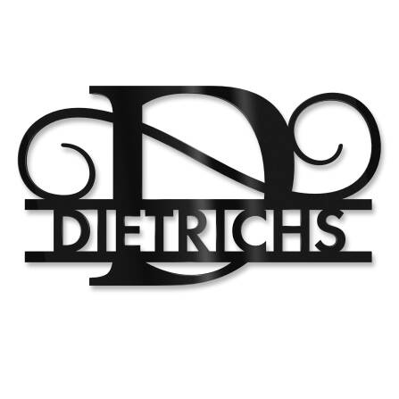 Personalisiertes Namensschild mit Monogramm in Tiefschwarz RAL 9005 18 x 27 cm keine Befestigung