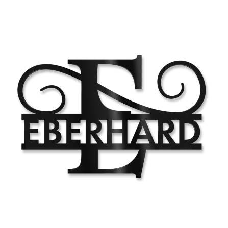 Personalisiertes Namensschild mit Monogramm in Tiefschwarz RAL 9005 18 x 27 cm keine Befestigung