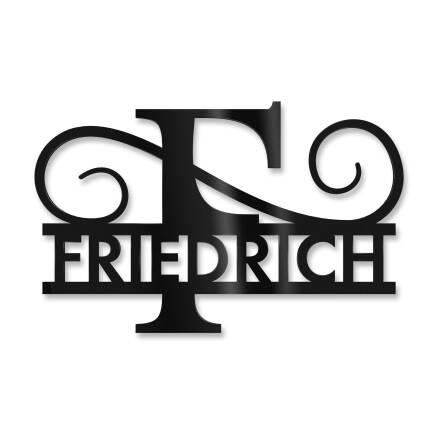 Personalisiertes Namensschild mit Monogramm in Tiefschwarz RAL 9005 18 x 27 cm keine Befestigung