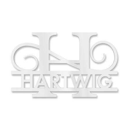 Plaque de nom personnalisée avec mongramme en blanc signalisation RAL 9016 180 x 270 mm sans fixation