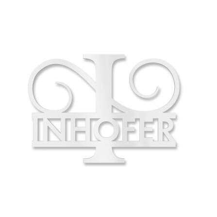 Plaque de nom personnalisée avec mongramme en blanc signalisation RAL 9016 180 x 270 mm sans fixation