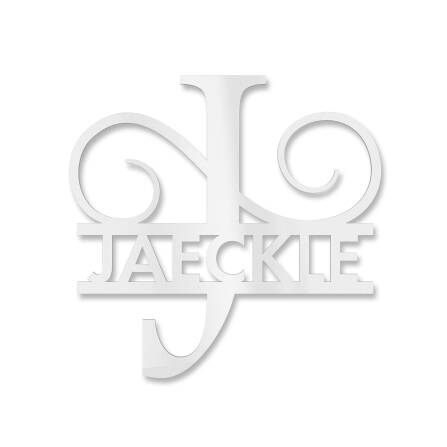 Plaque de nom personnalisée avec mongramme en blanc signalisation RAL 9016 180 x 270 mm sans fixation