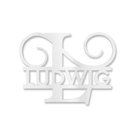 Plaque de nom personnalisée avec mongramme en blanc signalisation RAL 9016 180 x 270 mm sans fixation