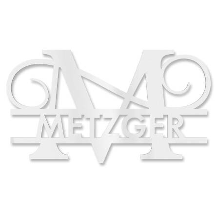 Plaque de nom personnalisée avec mongramme en blanc signalisation RAL 9016 180 x 270 mm sans fixation