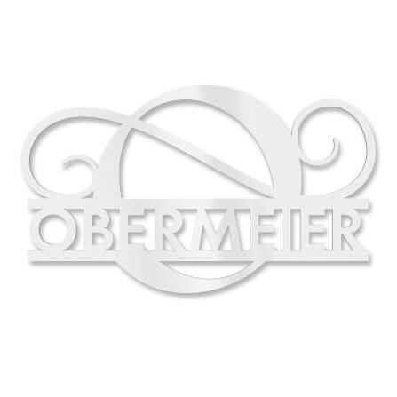 Plaque de nom personnalisée avec mongramme en blanc signalisation RAL 9016 180 x 270 mm sans fixation