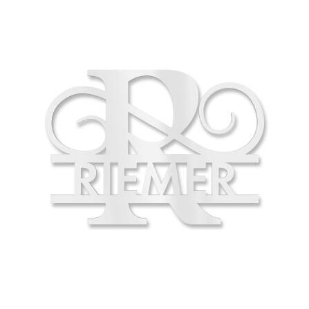 Plaque de nom personnalisée avec mongramme en blanc signalisation RAL 9016 180 x 270 mm sans fixation