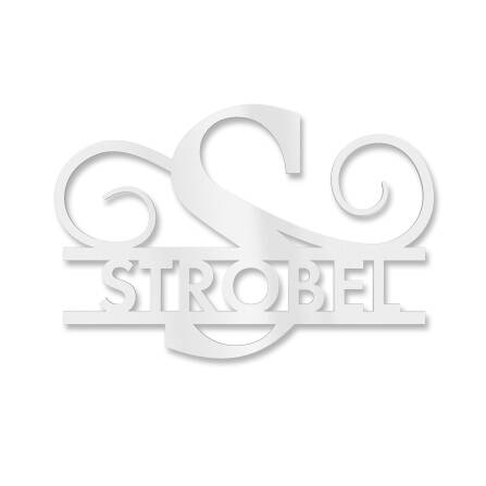 Plaque de nom personnalisée avec mongramme en blanc signalisation RAL 9016 180 x 270 mm sans fixation