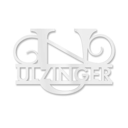 Plaque de nom personnalisée avec mongramme en blanc signalisation RAL 9016 180 x 270 mm sans fixation