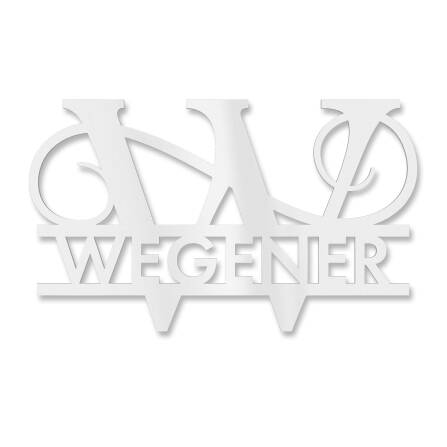 Plaque de nom personnalisée avec mongramme en blanc signalisation RAL 9016 180 x 270 mm sans fixation