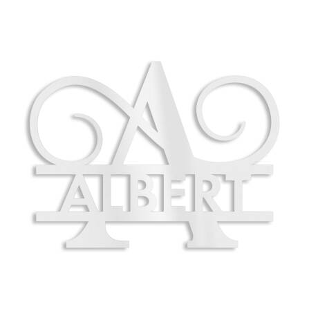 Plaque de nom personnalisée avec mongramme en blanc signalisation RAL 9016 180 x 270 mm sans fixation