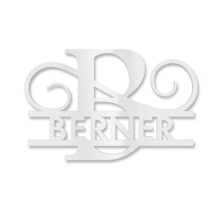 Plaque de nom personnalisée avec mongramme en blanc signalisation RAL 9016 180 x 270 mm sans fixation