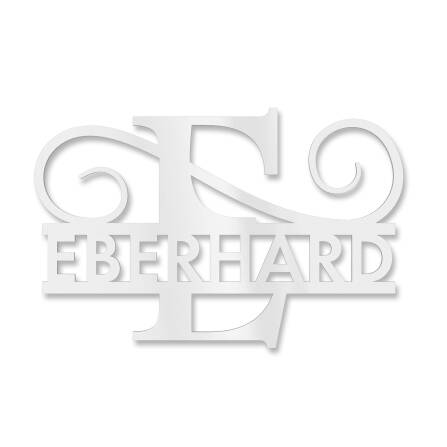 Plaque de nom personnalisée avec mongramme en blanc signalisation RAL 9016 180 x 270 mm sans fixation