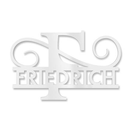 Plaque de nom personnalisée avec mongramme en blanc signalisation RAL 9016 180 x 270 mm sans fixation