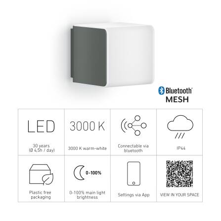 Luce LED per esterni | L 830 C | Antracite | Bluetooth
