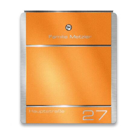 Metzler Briefkasten aus Edelstahl | personalisiert mit Gravur | Zeitungsfach optional | Wunschfarbe | Moris