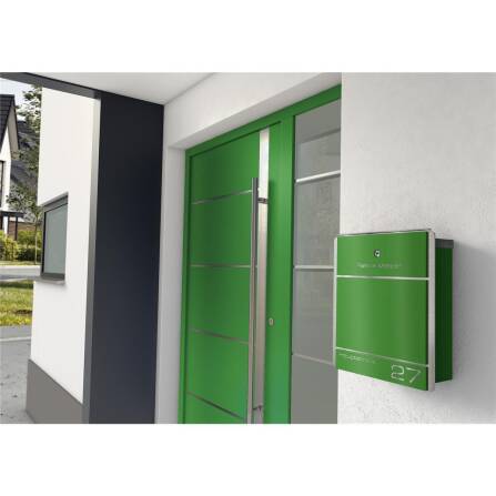 Metzler Briefkasten aus Edelstahl | personalisiert mit Gravur | Zeitungsfach optional | Wunschfarbe | Moris