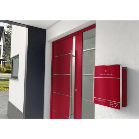 Metzler Briefkasten aus Edelstahl | personalisiert mit Gravur | Zeitungsfach optional | Wunschfarbe | Moris