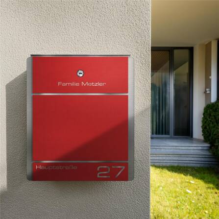 Metzler Briefkasten aus Edelstahl | personalisiert mit Gravur | Zeitungsfach optional | Wunschfarbe | Moris