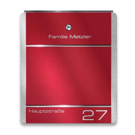 Metzler Briefkasten aus Edelstahl | personalisiert mit Gravur | Zeitungsfach optional | Wunschfarbe | Moris