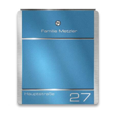 Metzler Briefkasten aus Edelstahl | personalisiert mit Gravur | Zeitungsfach optional | Wunschfarbe | Moris