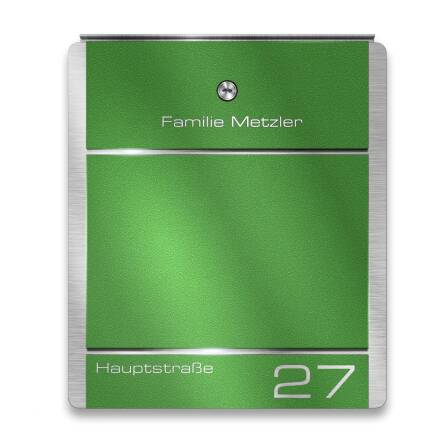 Metzler Briefkasten aus Edelstahl | personalisiert mit Gravur | Zeitungsfach optional | Wunschfarbe | Moris