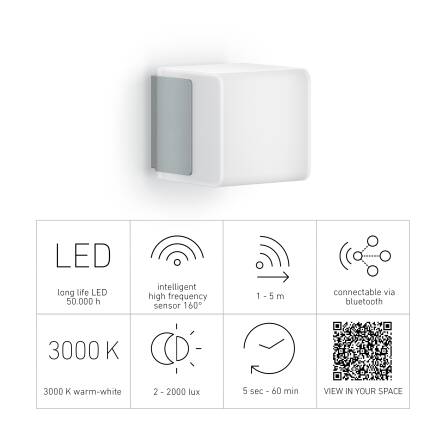 LED Außenleuchte | L 835 SC | Silber | Sensor & Bluetooth